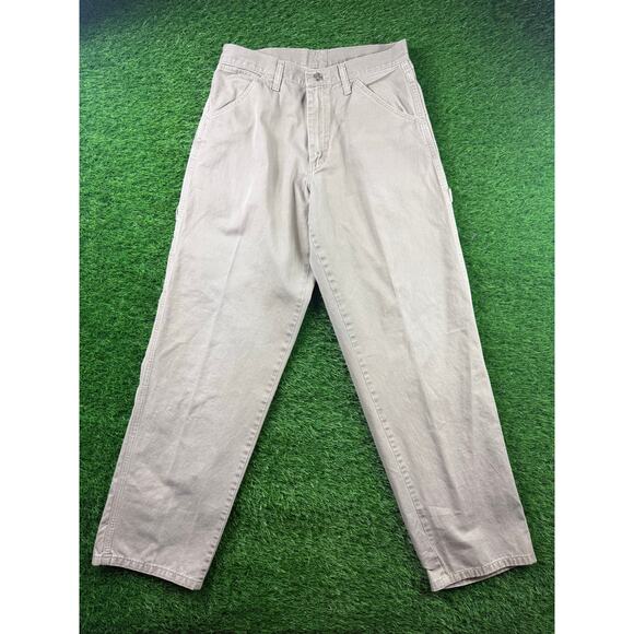 Wrangler Mens 30x32 Khaki Beige Carpenter Pants Relaxed Fit Utility Workwear Y2K - Picture 2 of 15